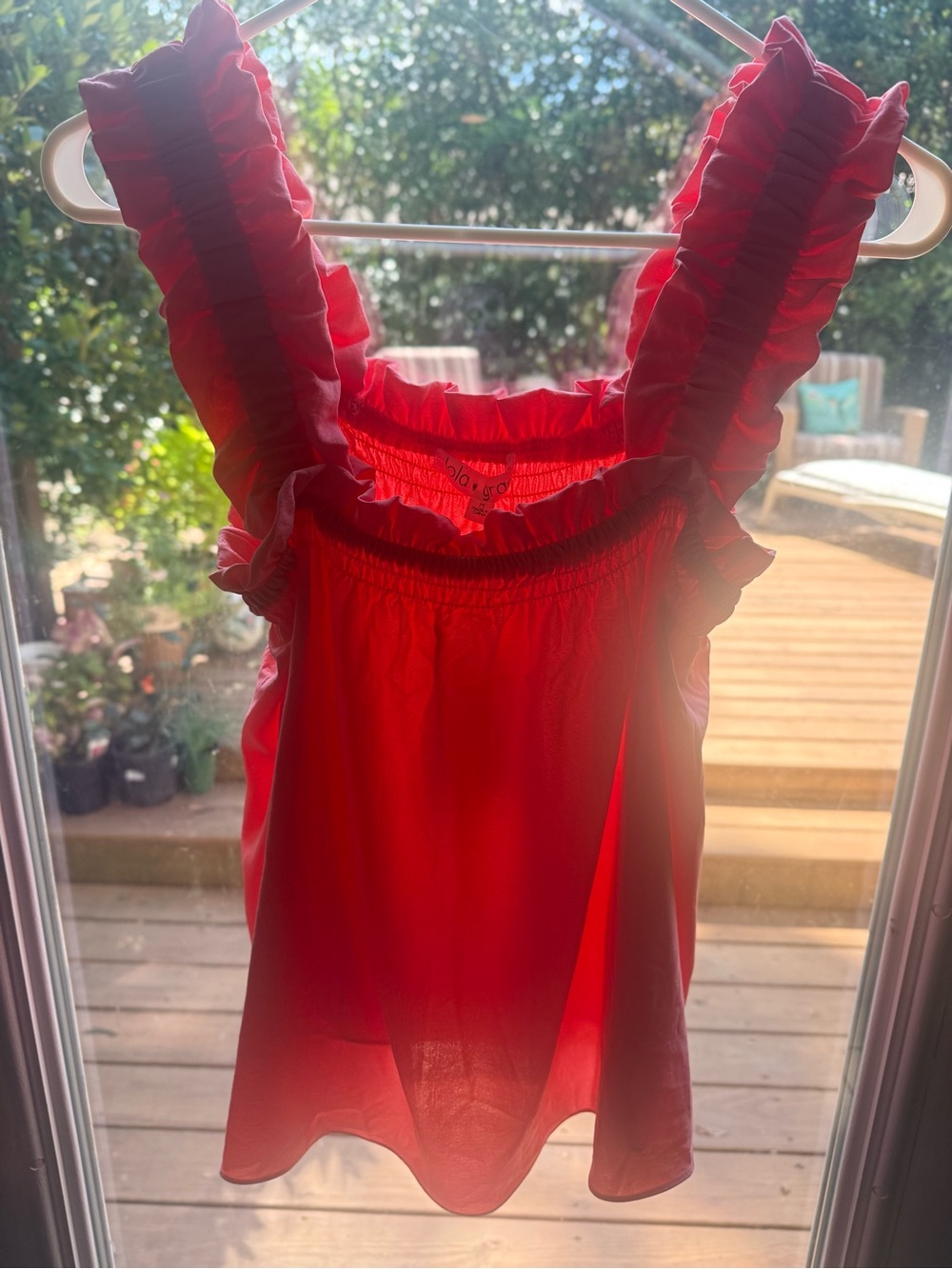 Women’s Ruffle Strap Peach Top